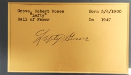 Lefty Grove Autographed Index Card Display
