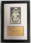 Dickey Kerr Autographed Index Card Display - 1919 Black Sox Pitcher
