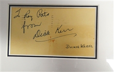 Dickey Kerr Autographed Index Card Display - 1919 Black Sox Pitcher