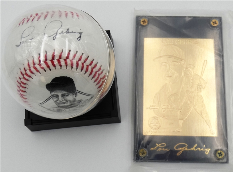 Lou Gehrig Ball & Gold Card