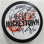 Brad Stuart, Dominik Hasek & Brian Rafalski Autographed Hockeytown Puck
