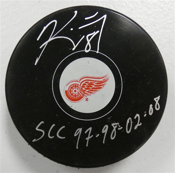 Kirk Maltby Autographed Red Wings Puck w/ Cups