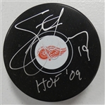 Steve Yzerman Autographed Red Wings Puck w/ HOF