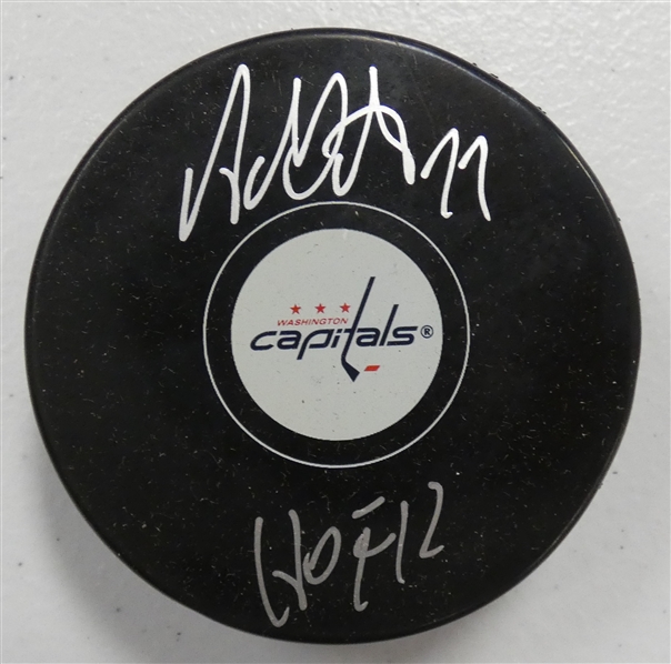 Adam Oates Autographed Capitals Puck w/ HOF