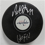 Adam Oates Autographed Capitals Puck w/ HOF