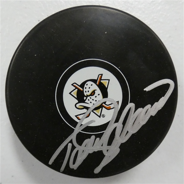 Teemu Selanne Autographed Ducks Puck