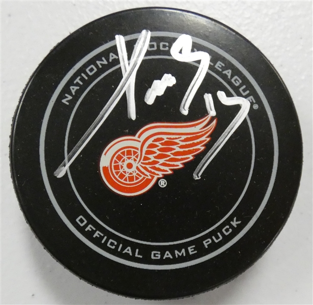 Pavel Datsyuk Autographed Red Wings Puck