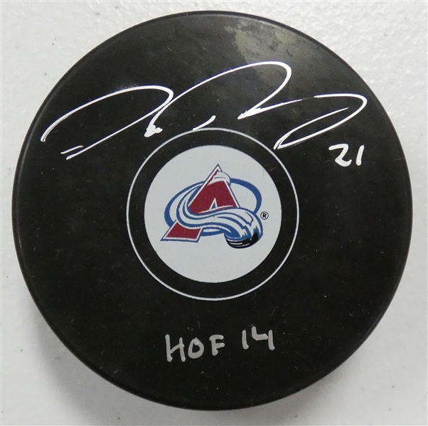 Peter Forsberg Autographed Avalanche Puck w/ HOF