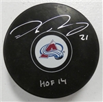Peter Forsberg Autographed Avalanche Puck w/ HOF