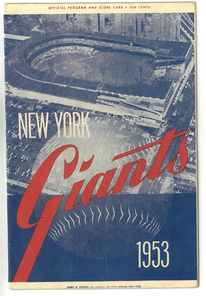 NY Giants Baseball 1953 Program