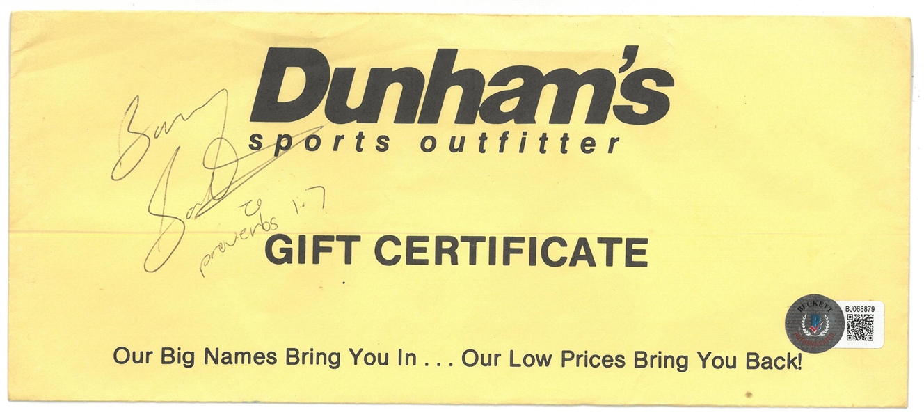 Barry Sanders Autographed Dunhams Envelope w/ Proverbs 1:7