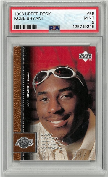 Kobe Bryant 1996 Upper Deck PSA 9 Mint Rookie Card