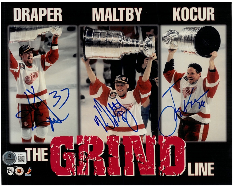 Grind Line 8x10 Signed by Maltby, Draper & Kocur
