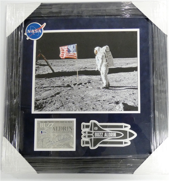 Buzz Aldrin Autographed Moon Landing Framed Display