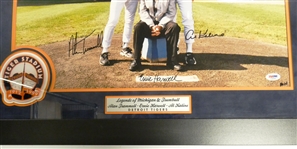 Al Kaline, Alan Trammell & Ernie Harwell Autographed Framed 16x20