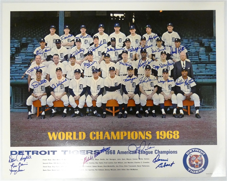 1968 Detroit Tigers Team Signed Poster (27 autos)