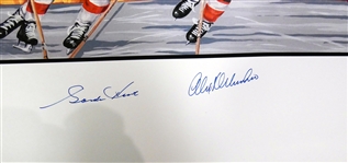 Detroit Red Wings 18x38 Autographed Lithograph (Howe, Gadsby, Lindsay, Delvecchio, Lumley, Abel & Ullman)