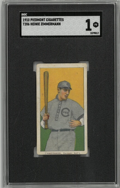 Heinie Zimmermann T206 Piedmont SGC 1