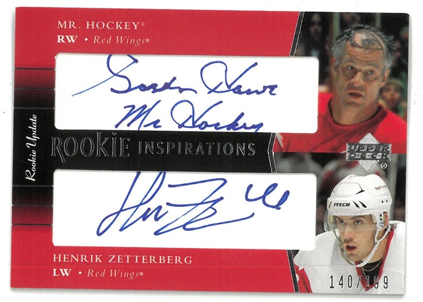 Gordie Howe & Henrik Zetterberg Autographed 2002/03 Upper Deck Update Inspirations