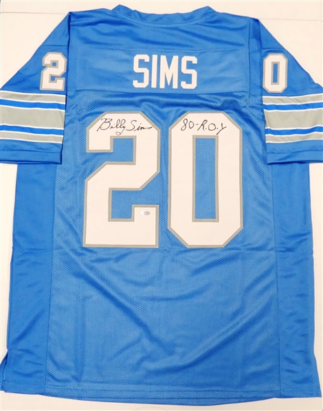 Billy Sims Autographed Custom Jersey