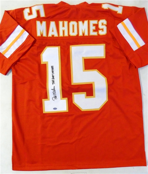 Pat Mahomes Autographed Custom Jersey w/ "The Goat Father"