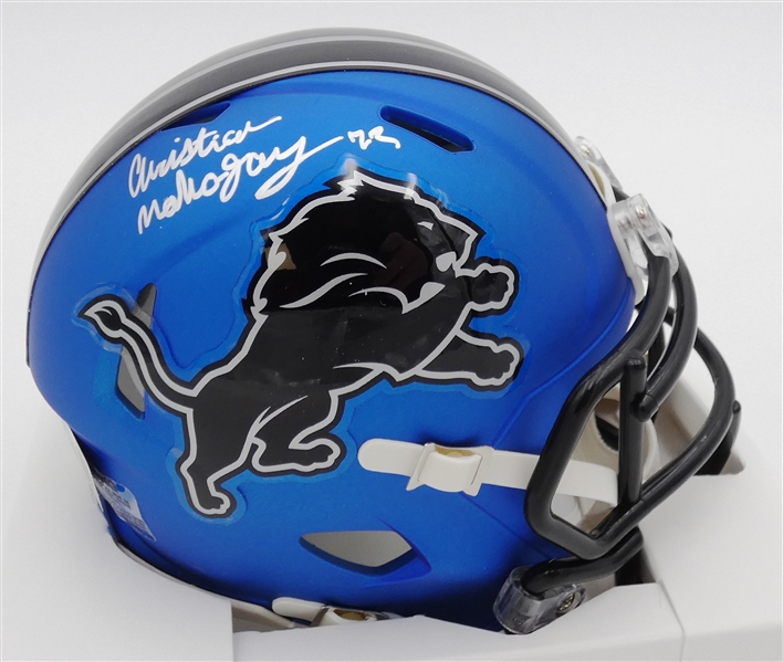 Christian Mahogany Autographed Lions Mini Helmet