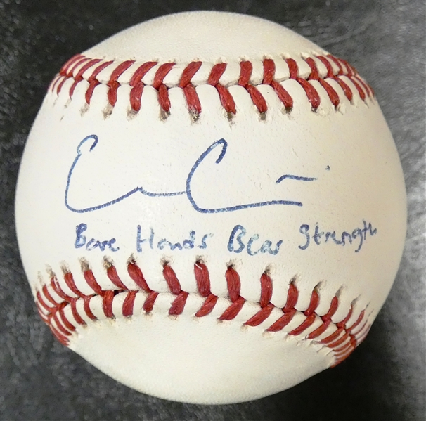 Evan Gattis Autographed Baseball w/ Bare Hands Bear Strength