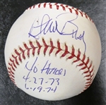 Steve Busby Autographed Baseball w/ No Hitters