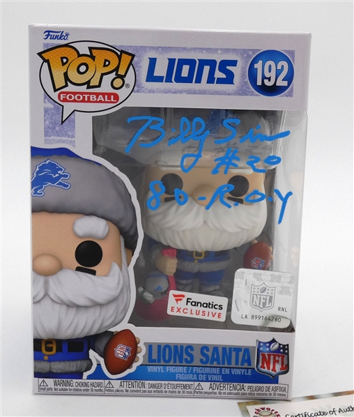 Billy Sims Autographed Lions Santa Funko POP!
