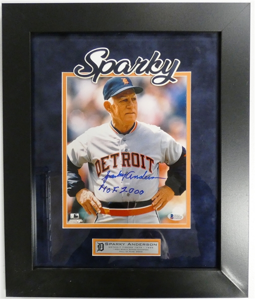 Sparky Anderson Autographed Framed 8x10