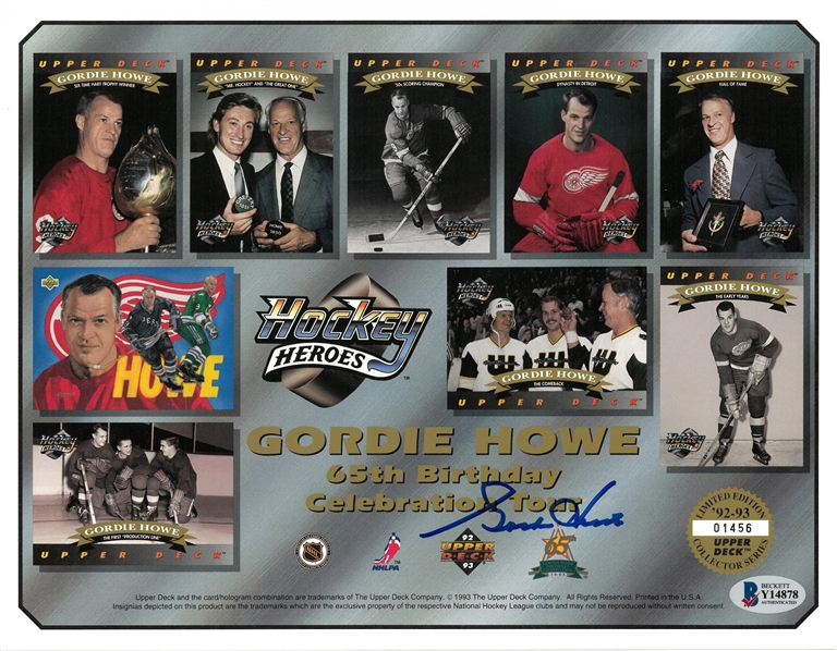 Gordie Howe Autographed 65th Birthday Commemorative Sheet