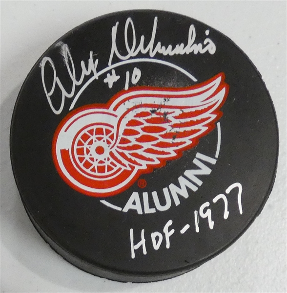 Alex Delvecchio Autographed Red Wings Alumni Puck