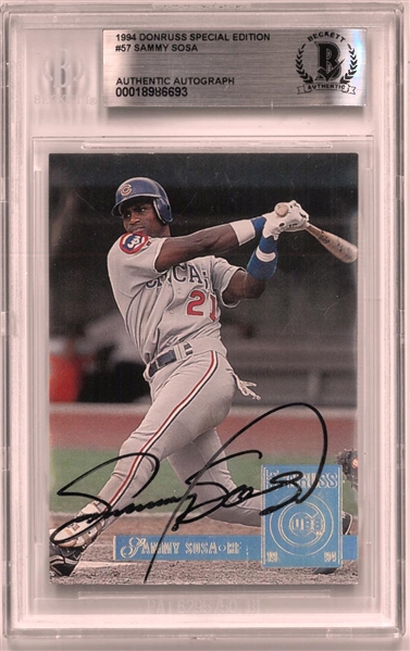Sammy Sosa Autographed 1994 Donruss Special Edition