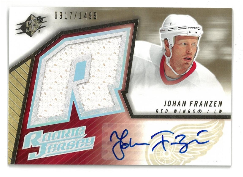 Johan Franzen 2005/06 SPx Autographed Jersey Card