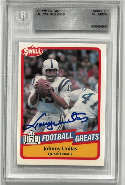 Johnny Unitas Autographed 1989 Swell Greats