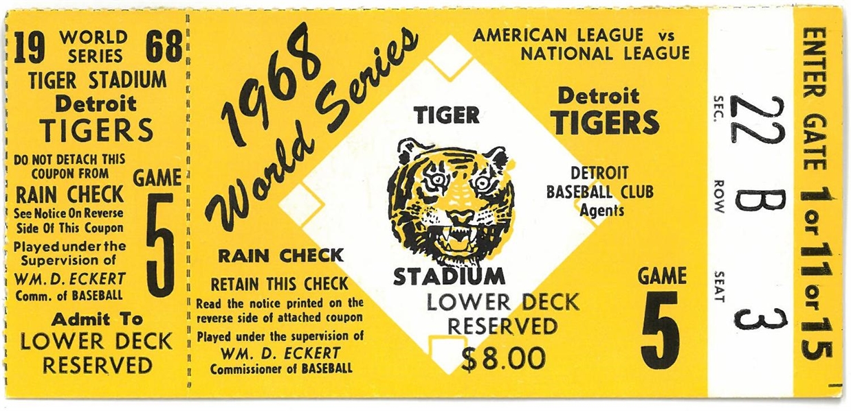 1968 World Series Game 5 Ticket