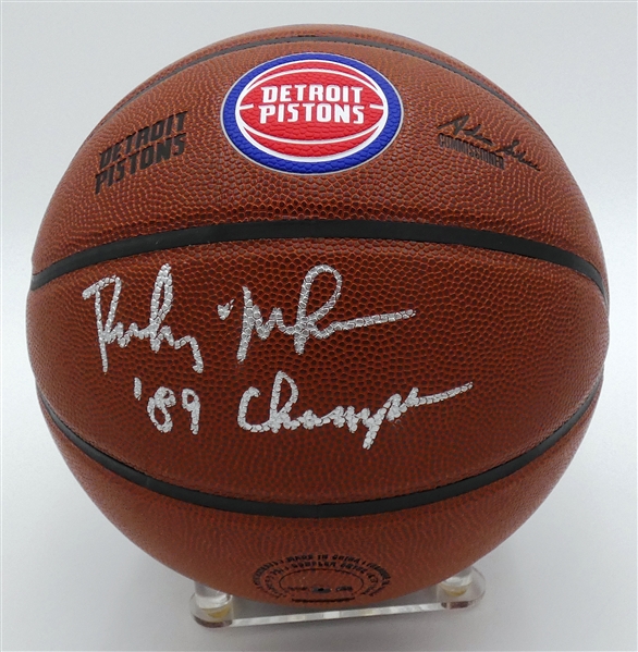 Rick Mahorn Autographed Pistons Basketball w/ 89 Champs