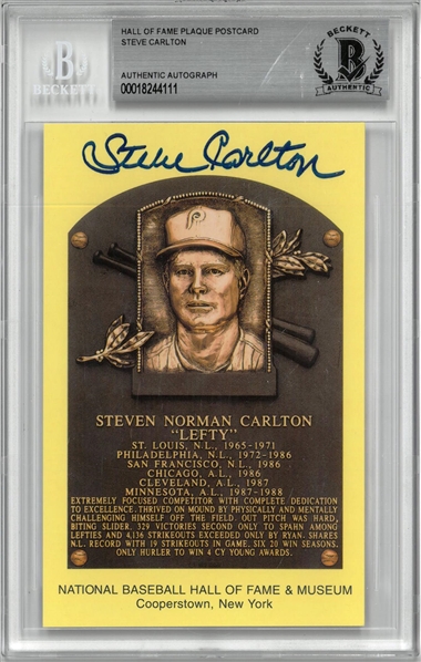 Steve Carlton Autographed Hall of Fame Plaque