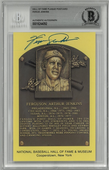 Fergie Jenkins Autographed Hall of Fame Plaque
