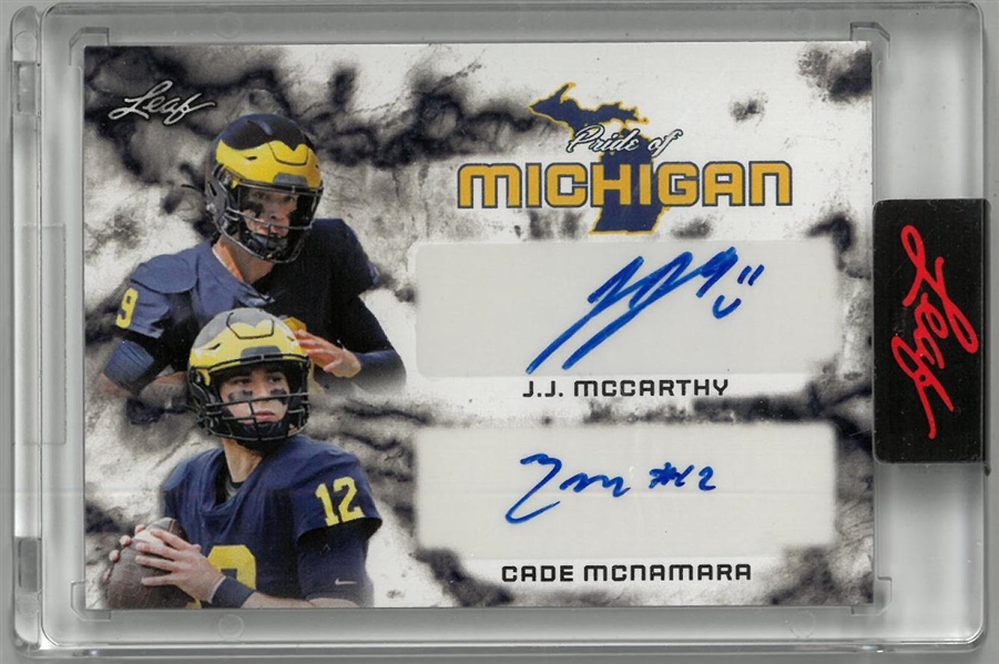 J.J. McCarthy & Cade McNamara Autographed Leaf