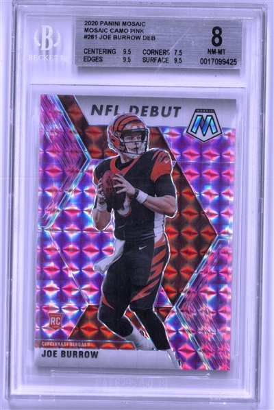 Joe Burrow BGS 8 2020 Panini Mosaic Pink Camo