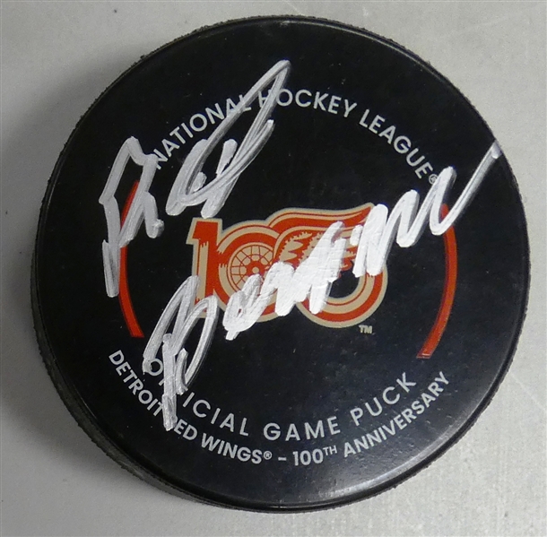 Red Berenson Autographed Red Wings 100 Puck
