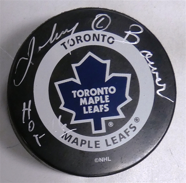 Johnny Bower Autographed Maple Leafs Puck