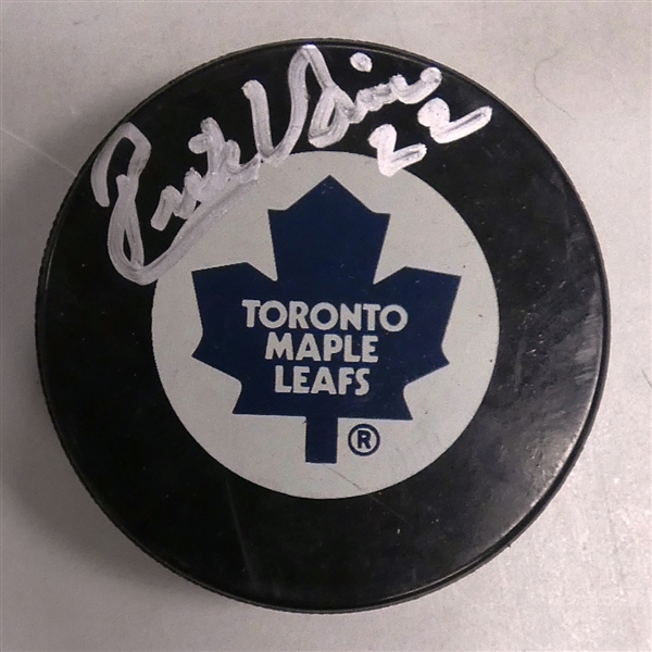 Rick Vaive Autographed Maple Leafs Puck