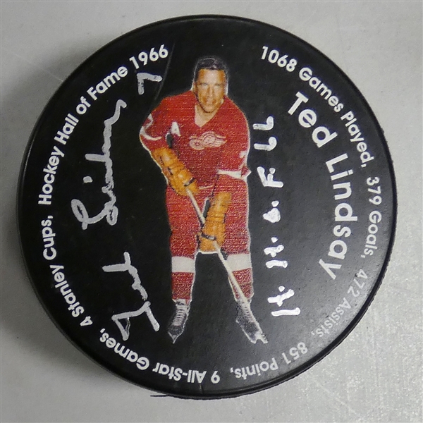 Ted Lindsay Autographed Commemorative Puck