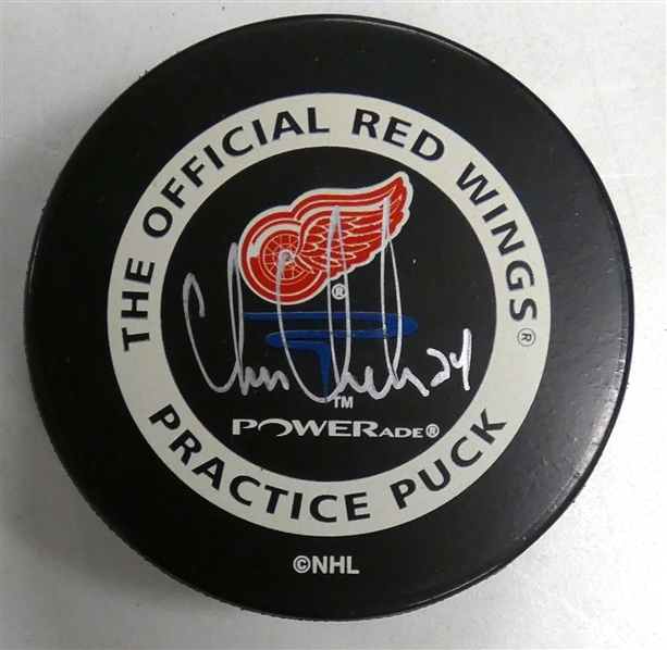 Chris Chelios Autographed Red Wings Practice Puck