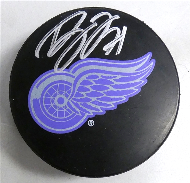 Dylan Larkin Autographed Red Wings Puck