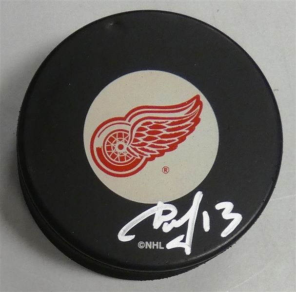 Pavel Datsyuk Autographed Red Wings Puck