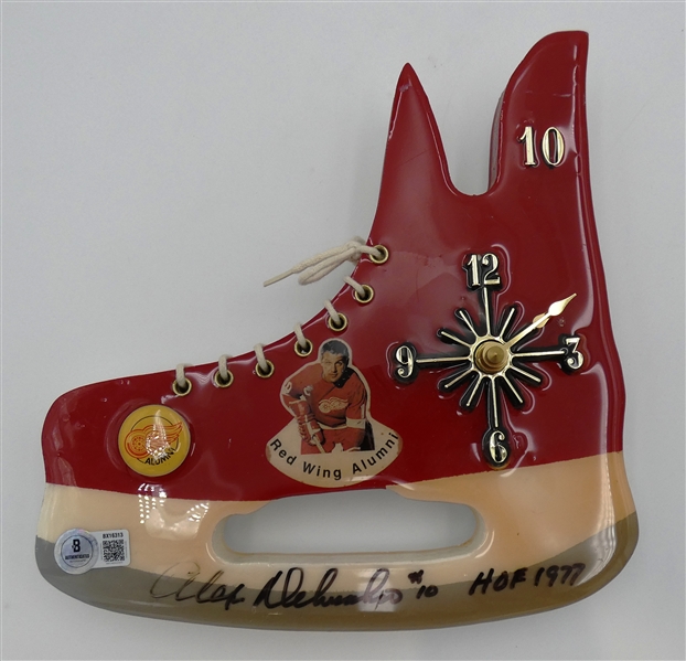Alex Delvecchio Autographed Red Wings Clock