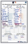 Giants vs. Tigers 6/17/2005 Lineup Card